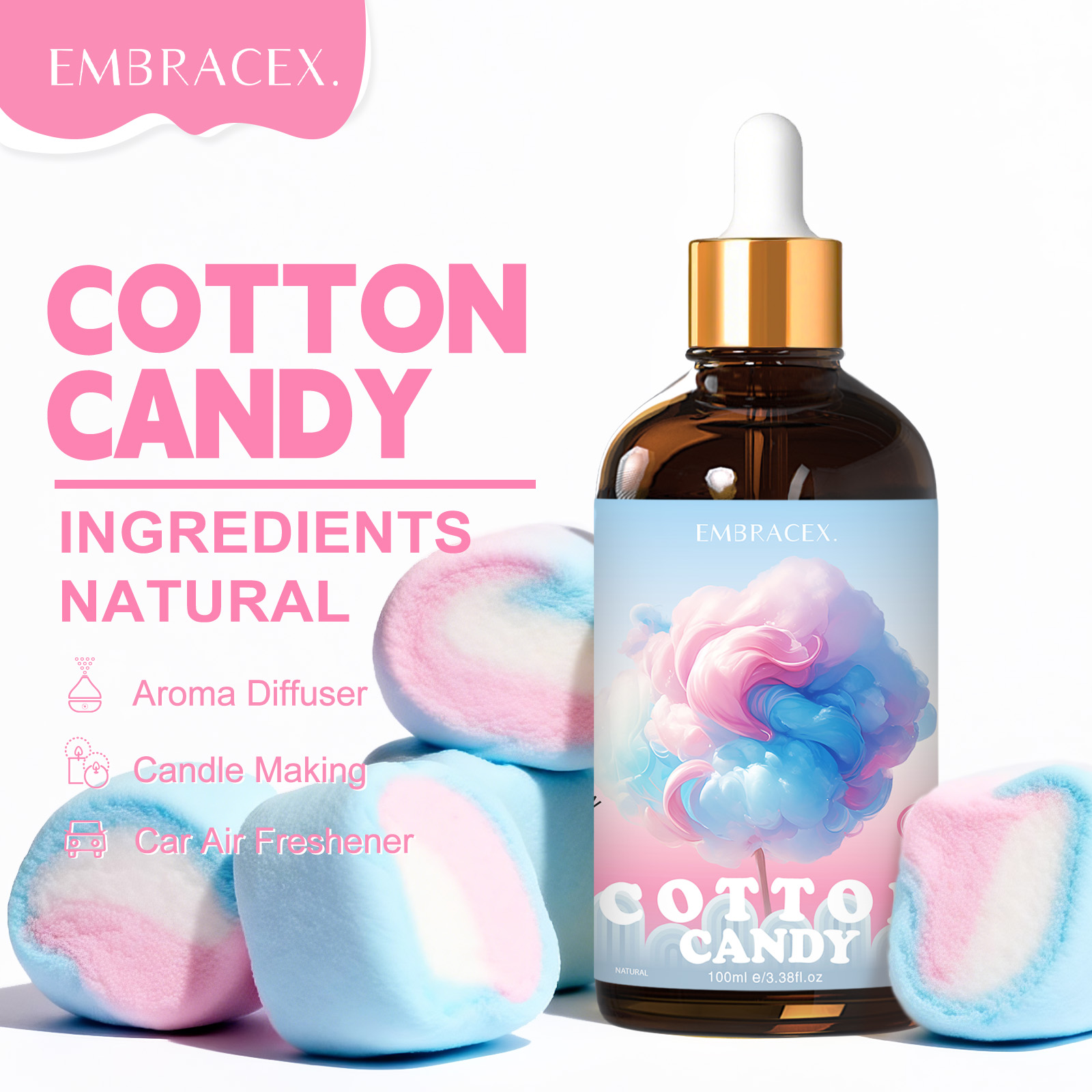 Silk Candle - 100ml Minyak Aroma Permen Kapas untuk