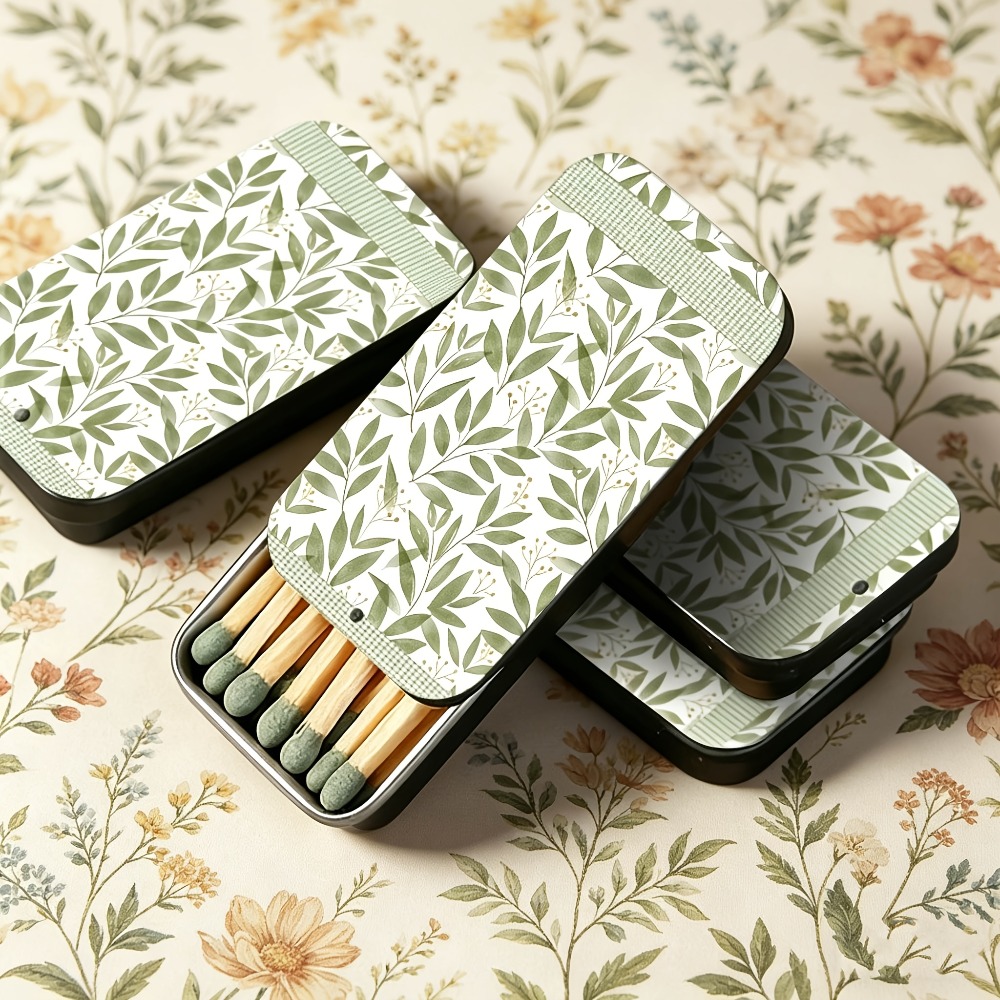 Candle Lighter - Kotak Korek Api Motif Daun Hijau