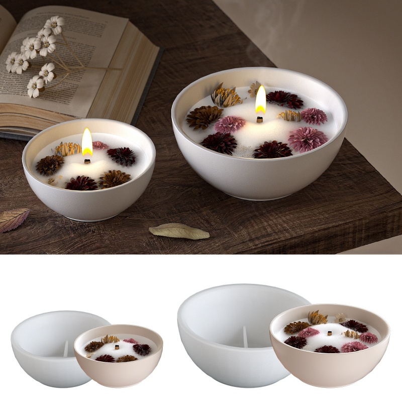 Candle Containers - Mangkuk Lilin Bulat Cetakan Silikon Beton