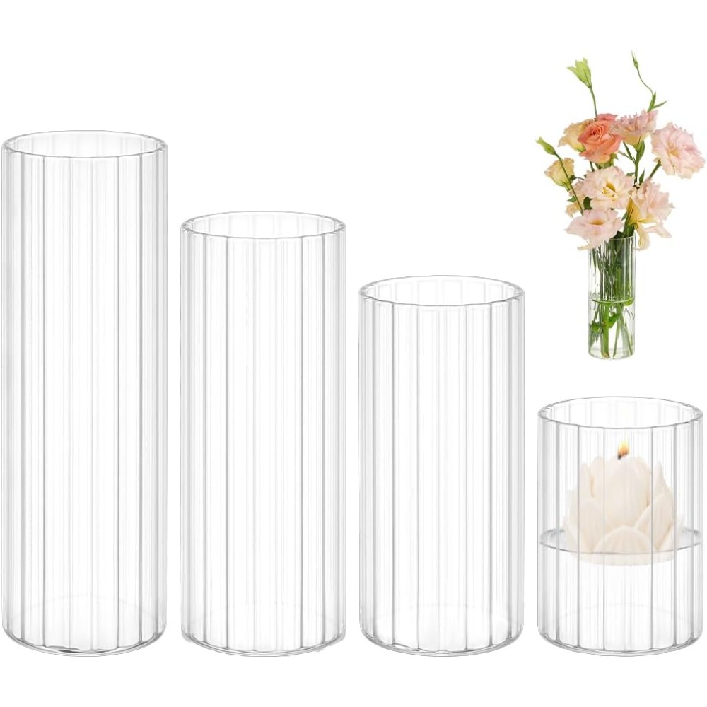 4 Vas Silinder Kaca Ukuran 3.5 - Candle Containers ulasan dan harga