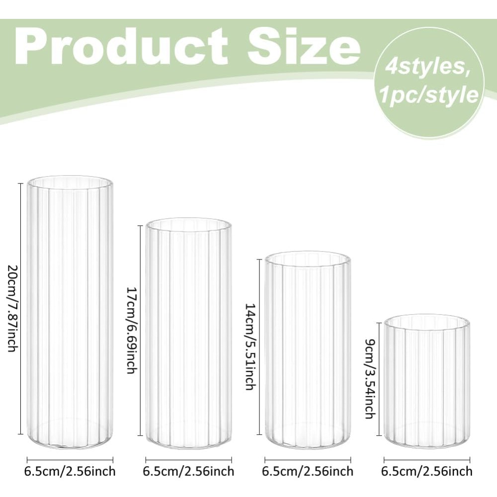 4 Vas Silinder Kaca Ukuran 3.5 - Candle Containers ulasan dan harga